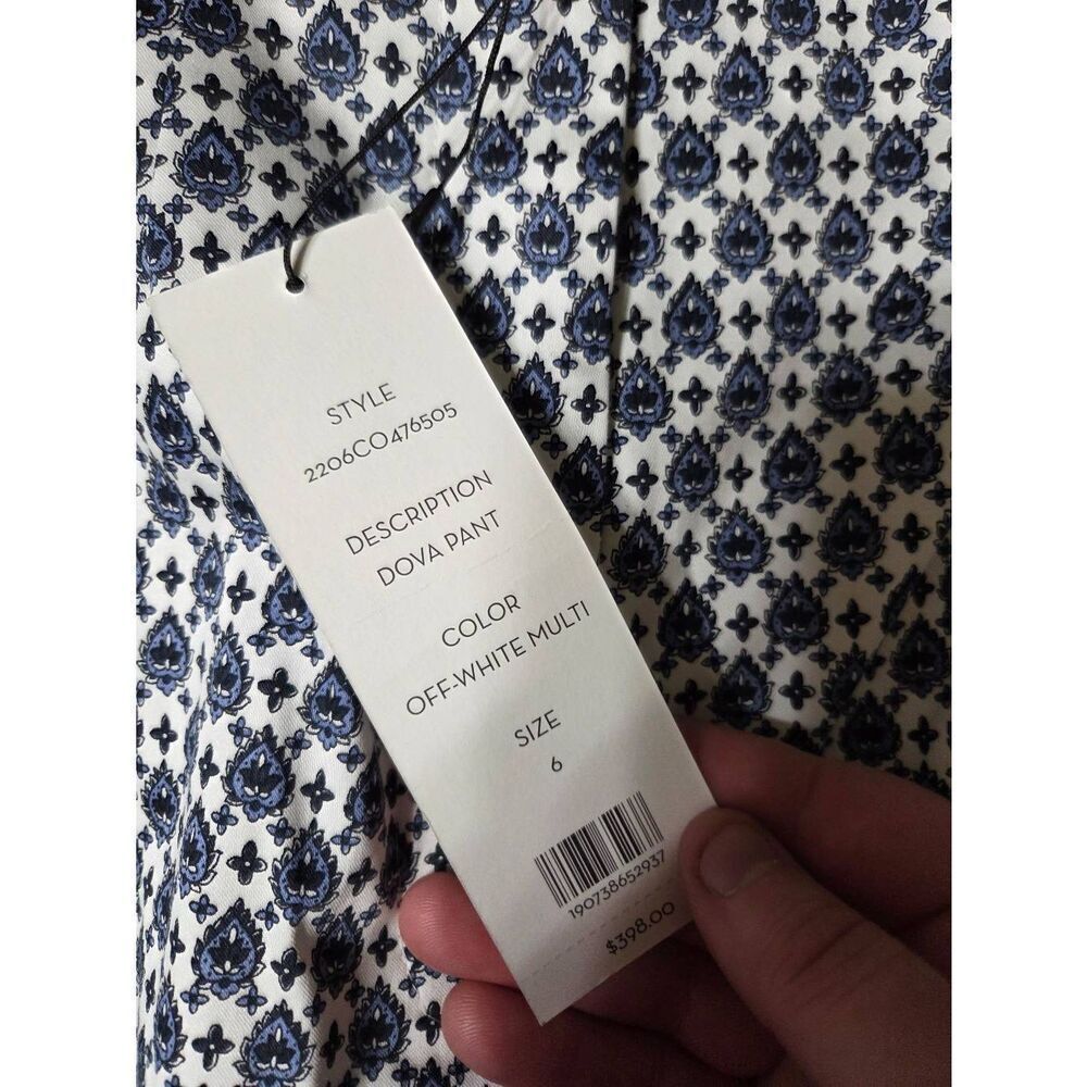 NWT Veronica Beard Dova Off White Printed Multi Pant High Rise Wide Leg Sz 6 - Picture 3 of 5